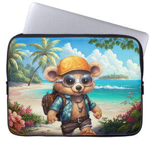 Housse Pour Ordinateur Portable Aventures ensoleillées avec Beachy Bear - Prêt pou