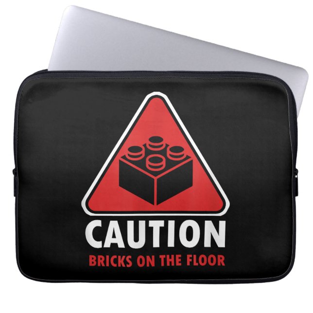 Housse Pour Ordinateur Portable Avertissement Drôle Prudence Blocs De Construction (Devant)