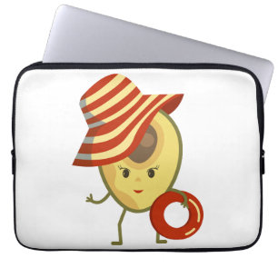 Housse Pour Ordinateur Portable Avocado beach girl avec casquette de soleil et ann