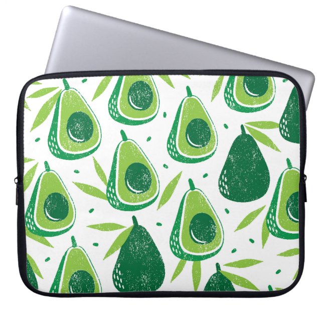 Housse Pour Ordinateur Portable Avocado, timbre texturé, motif transparent. (Devant)