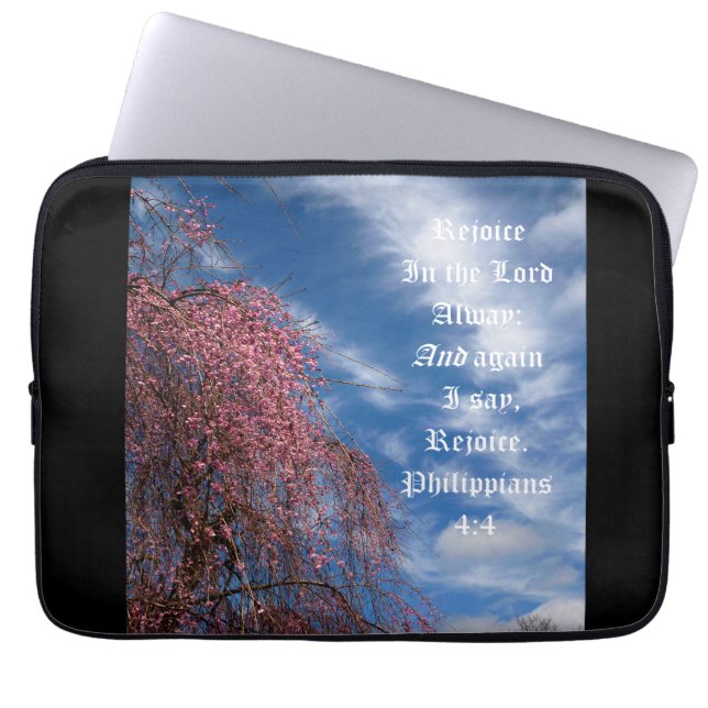 Housse Pour Ordinateur Portable Avril Ciel avec Philippiens 4:4 (Devant)