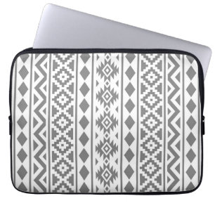 Housse Pour Ordinateur Portable Aztec Essence Vertical Ptn III Gris sur Blanc