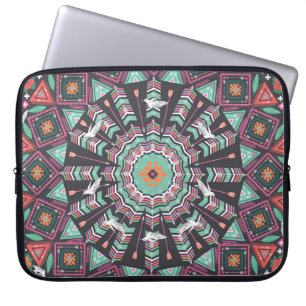 Housse Pour Ordinateur Portable Aztec géométrique : Motif circulaire coloré