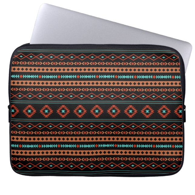 Housse Pour Ordinateur Portable Aztec Rusts Turquoise Noir Motifs mélangés Motif (Devant)