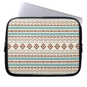 Housse Pour Ordinateur Portable Aztec Turquoise Terracotta Crème Noire Mixte Motif