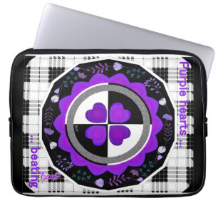 Housse Pour Ordinateur Portable B&W Purple Hearts Beating