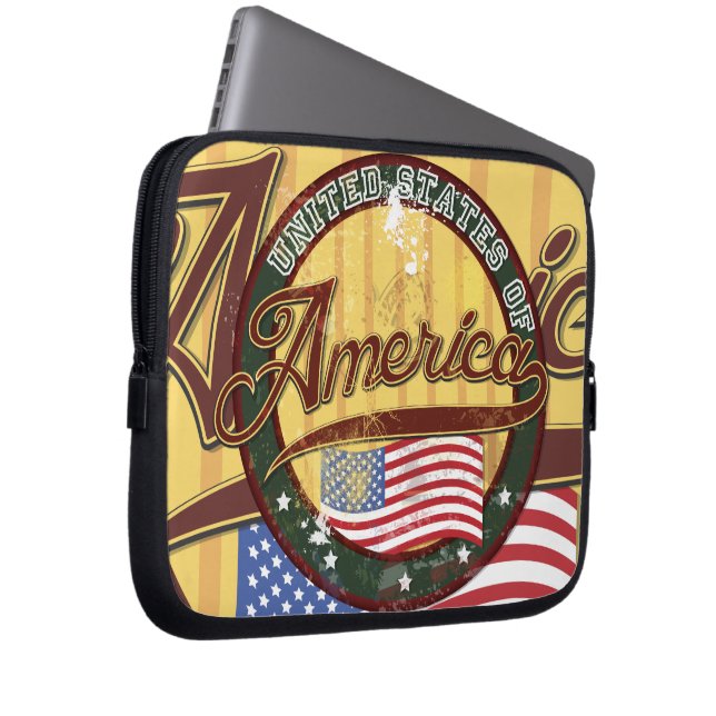Housse Pour Ordinateur Portable Badge USA (Devant droit)