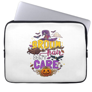 Housse Pour Ordinateur Portable Balai Cheveux N'importe Halloween Sorcière Chapeau