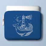 Housse Pour Ordinateur Portable Baleine phare<br><div class="desc">Illustration dessinée à la main par une ligne de baleine de phare.</div>
