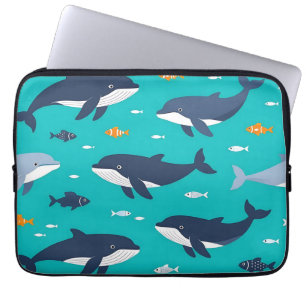 Housse Pour Ordinateur Portable Baleines dauphins motif océan