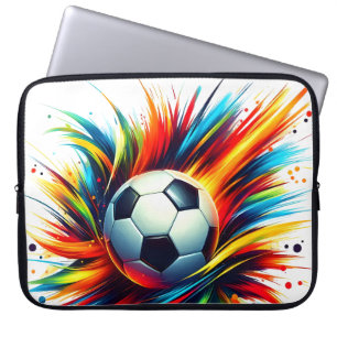 Housse Pour Ordinateur Portable Balle de football Splash Futuriste Football Abstra
