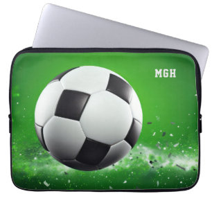 Housse Pour Ordinateur Portable Balle de soccer monogramme personnalisée