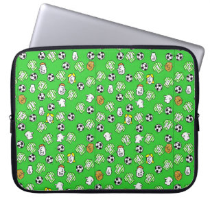 Housse Pour Ordinateur Portable Ballons de foot, maillots verts et blancs, & suppo