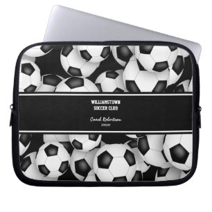 Housse Pour Ordinateur Portable ballons de football motif coach cadeau avec nom pe