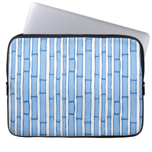 Housse Pour Ordinateur Portable Bambooey Rayure de Bambou en Porcelaine Bleue