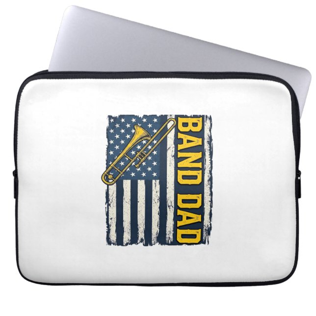 Housse Pour Ordinateur Portable Band Dad Trombone American Flag Vintage Shirt Desi (Devant)