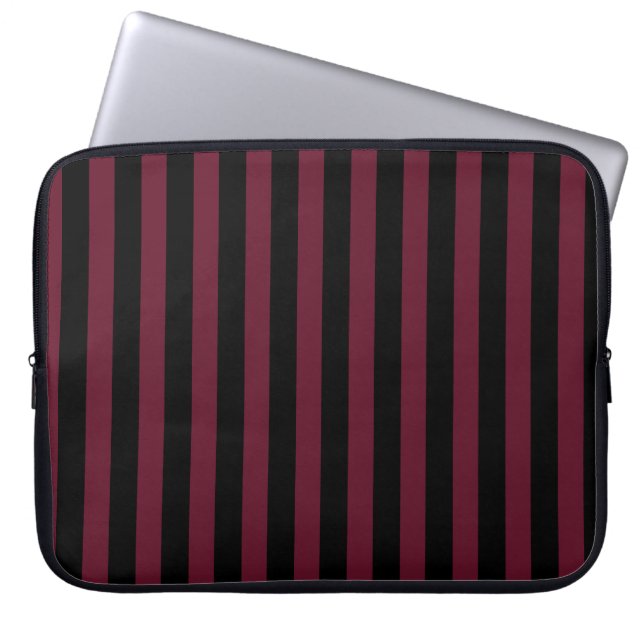 Housse Pour Ordinateur Portable Bande bordeaux et noire (Devant)
