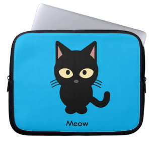 Housse Pour Ordinateur Portable Bande dessinée mignonne de meow de chat noir