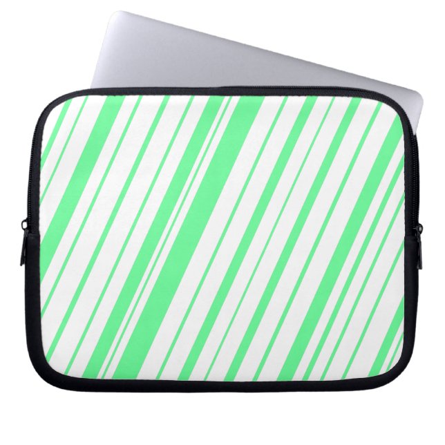 Housse Pour Ordinateur Portable Bande diagonale ~ Vert mousse de mer (Devant)