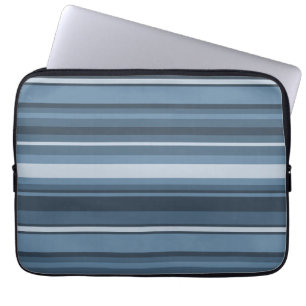 Housse Pour Ordinateur Portable Bandes bleu gris