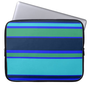 Housse Pour Ordinateur Portable Bandes bleues et vertes