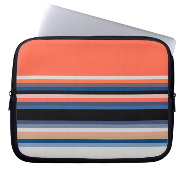 Housse Pour Ordinateur Portable Bandes bleues orange (Devant)