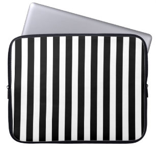 Housse Pour Ordinateur Portable Bandes de bonbons noir et blanc