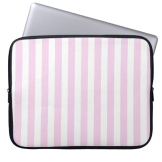 Housse Pour Ordinateur Portable Bandes de bonbons rose pâle et blanc