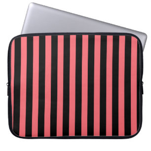 Housse Pour Ordinateur Portable Bandes de corail et de bonbons noirs