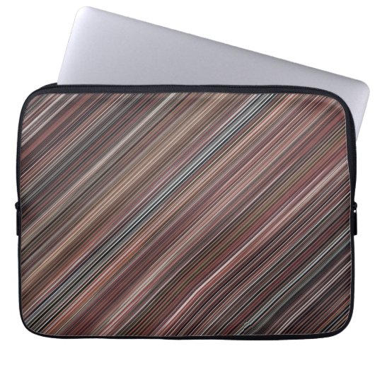 Housse Pour Ordinateur Portable Bandes diagonales noires, Brown et blanches (Devant)