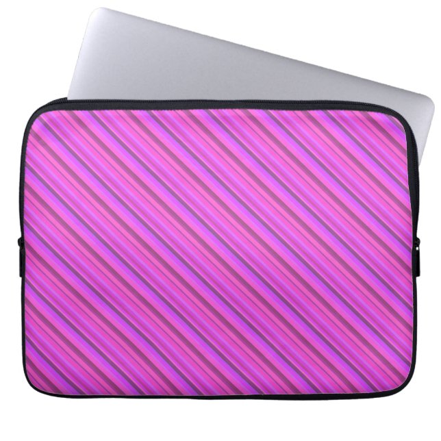 Housse Pour Ordinateur Portable Bandes diagonales roses (Devant)