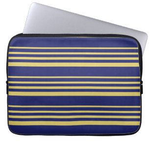 Housse Pour Ordinateur Portable Bandes d'or et de marine à motifs