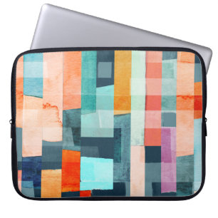 Housse Pour Ordinateur Portable Bandes géométriques multicolores, motif tendance.