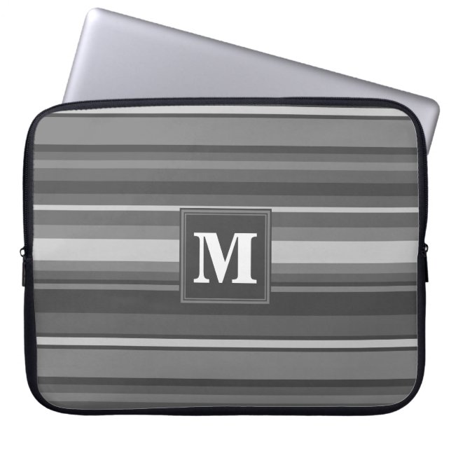 Housse Pour Ordinateur Portable Bandes gris monogramme (Devant)