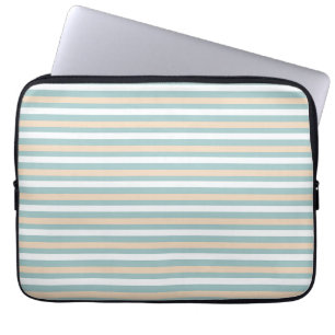 Housse Pour Ordinateur Portable Bandes pastel bleues, blanches et bleues