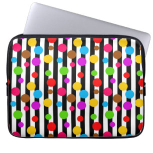 Housse Pour Ordinateur Portable Bandes Pois colorées