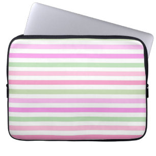 Housse Pour Ordinateur Portable Bandes, rose, vert
