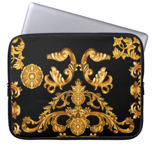 Housse Pour Ordinateur Portable Baroque d'or, éléments ornementaux.