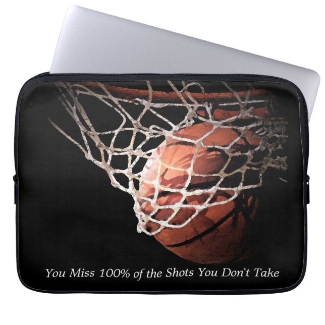 Housse Pour Ordinateur Portable Basket-ball de devis motivationnel (Devant)