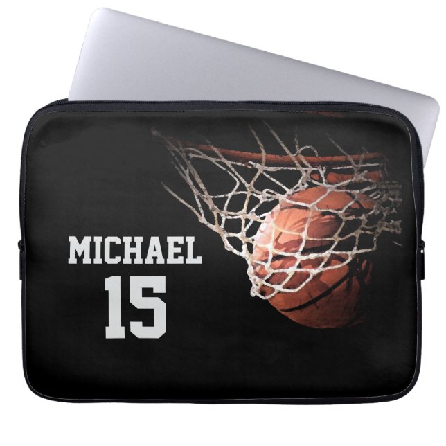 Housse Pour Ordinateur Portable Basketball Votre Nom (Devant)