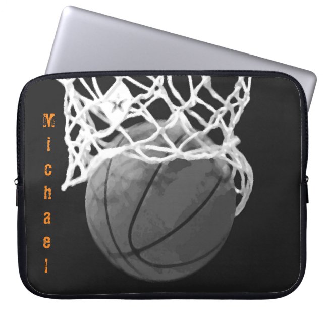 Housse Pour Ordinateur Portable Basketball Votre nom Personnalisable (Devant)