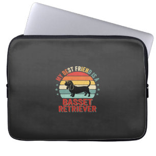Housse Pour Ordinateur Portable Basset Retriever Rétro Coucher de Soleil Chien