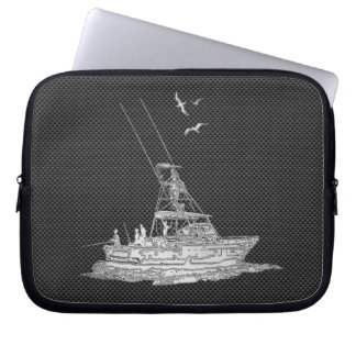 Housse Pour Ordinateur Portable Bateau de pêche en Chrome sur décoration en fibre