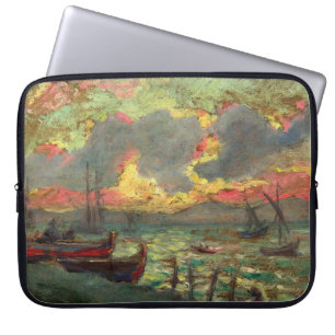 Housse Pour Ordinateur Portable Bateaux à voile sur le rivage (par Kimon Loghi)
