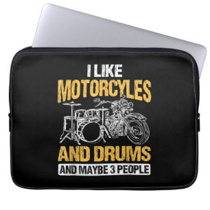 Housse Pour Ordinateur Portable Batteur Batterie J'Aime Les Motos Et Les Tambours