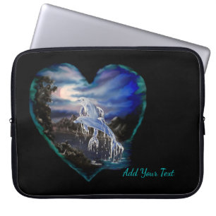 Housse Pour Ordinateur Portable Bay at Night, Dolphin Love, Ajouter votre texte