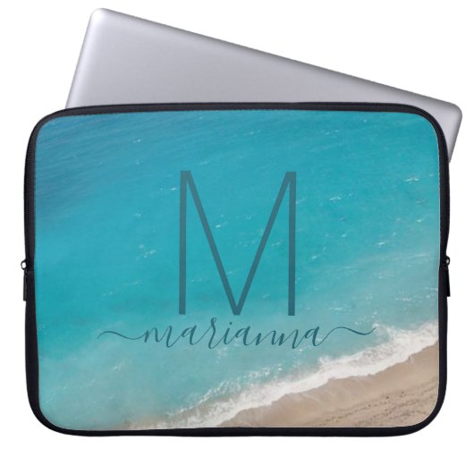 Housse Pour Ordinateur Portable Beach Ocean Waves Turquoise Personnalisé (Devant)