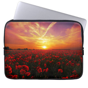 Housse Pour Ordinateur Portable Beau coucher du soleil rouge de gisement de fleur