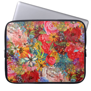 Housse Pour Ordinateur Portable Beau motif floral Abstrait coloré brillant