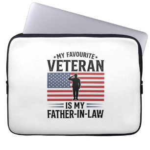 Housse Pour Ordinateur Portable Beau-père vétéran Citation patriotique vintage Des